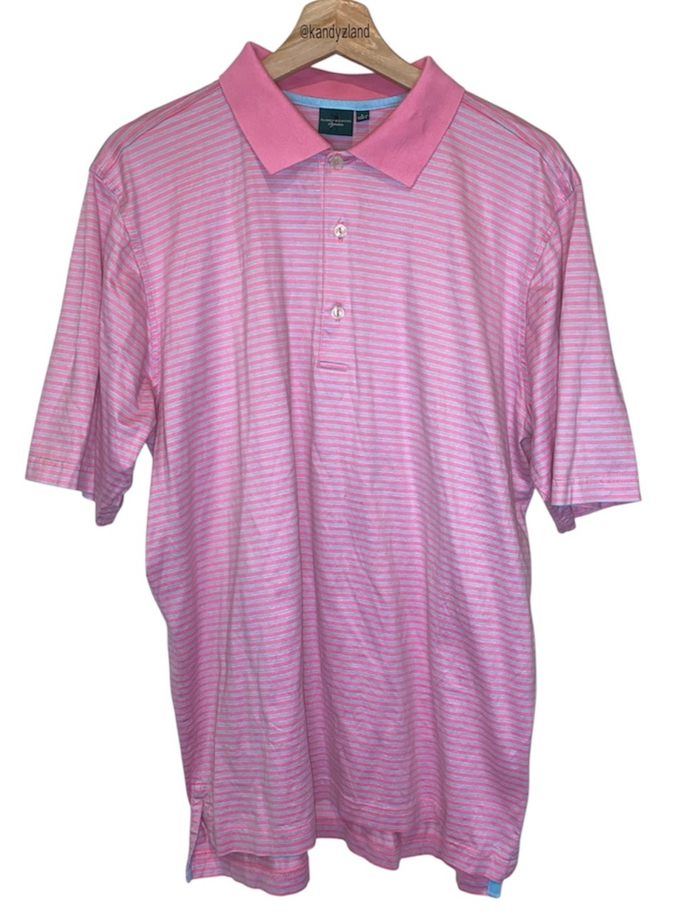 FAIRWAY & GREENE Mens Pink Blue Striped Polo